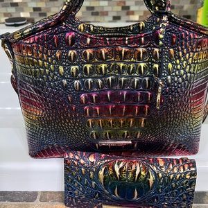 Brahmin GUC multicolored handbag with Matching wallet. Beautiful colors.